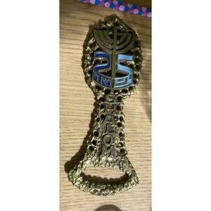 Vintage JUDICA SOLID BRASS ENAMEL ACCENTS SHALOM BOTTLE OPENER OPPENHEIM ISREAL
